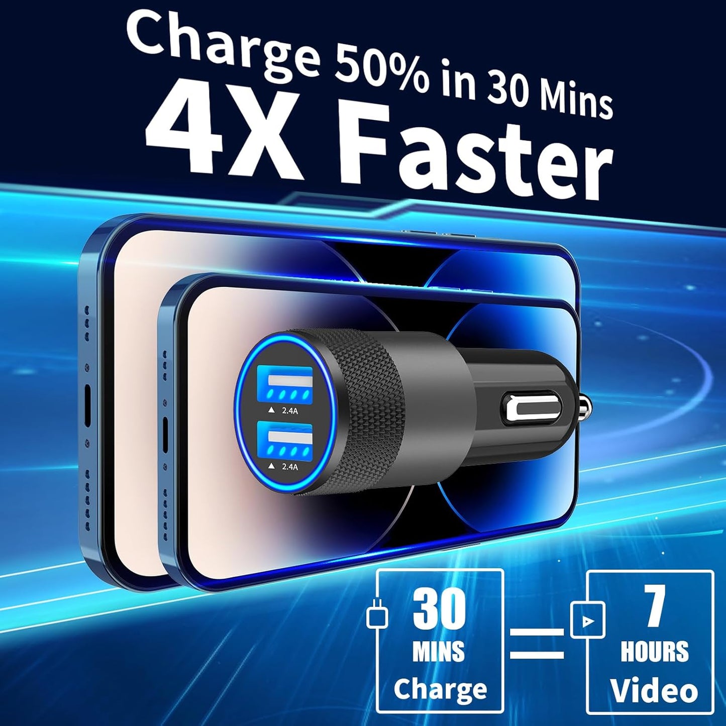 Încărcător auto rapid USB, special pentru Iphone.