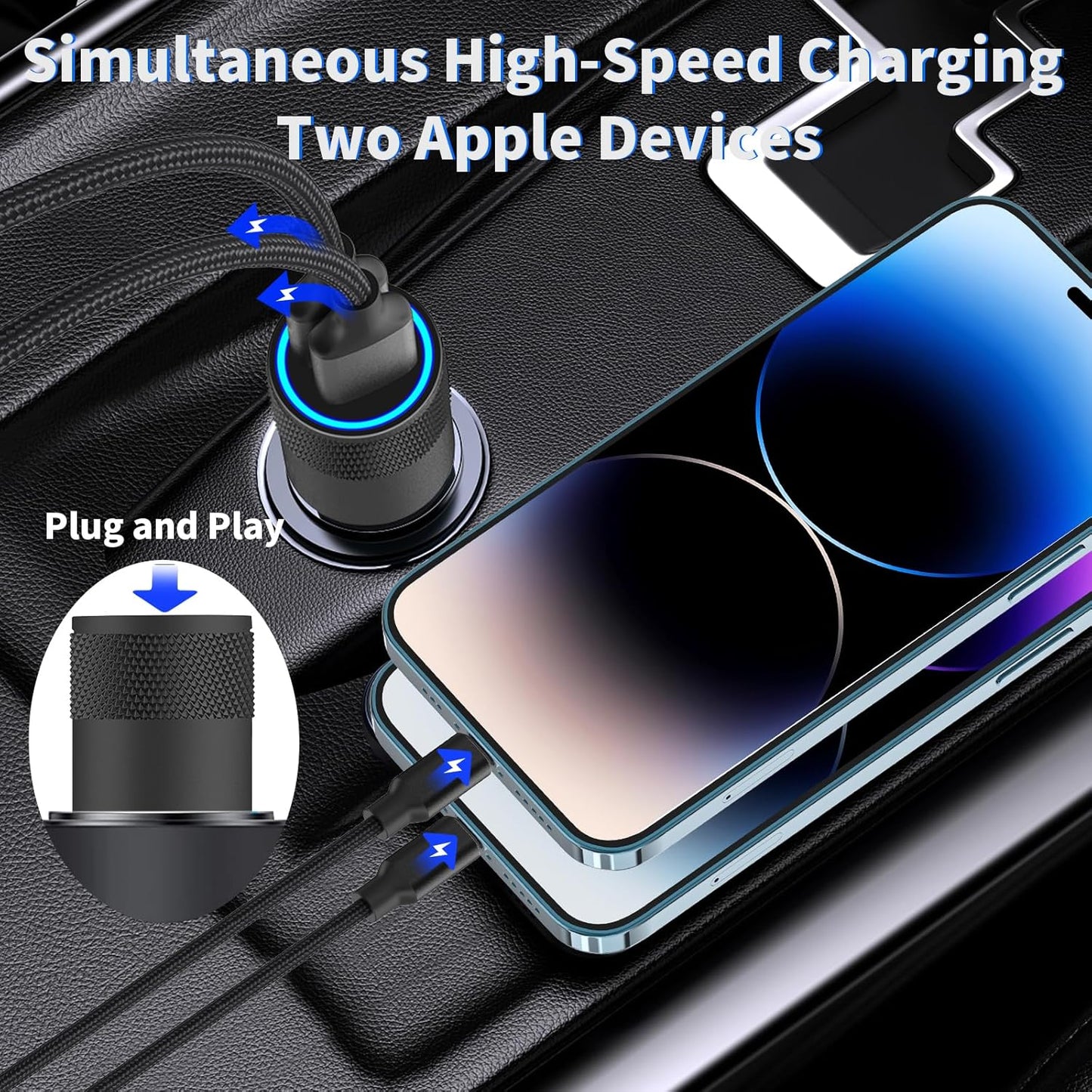 Încărcător auto rapid USB, special pentru Iphone.
