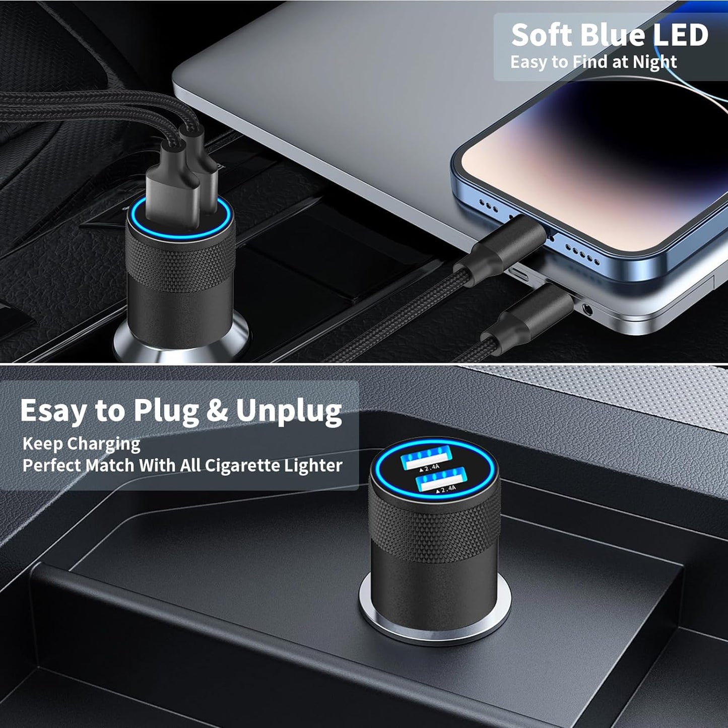 Încărcător auto rapid USB, special pentru Iphone.