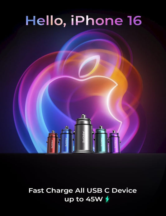 67.5W Super Mini Car Charger USB C Fast Charging,All Metal Cigarette Lighter Adapter PD&QC Type C Car Charger Adapter Outlet for 17 Iphone 16 15 Pro Max,Pixel 10 Pro, Samsung Galaxy S25,Android
