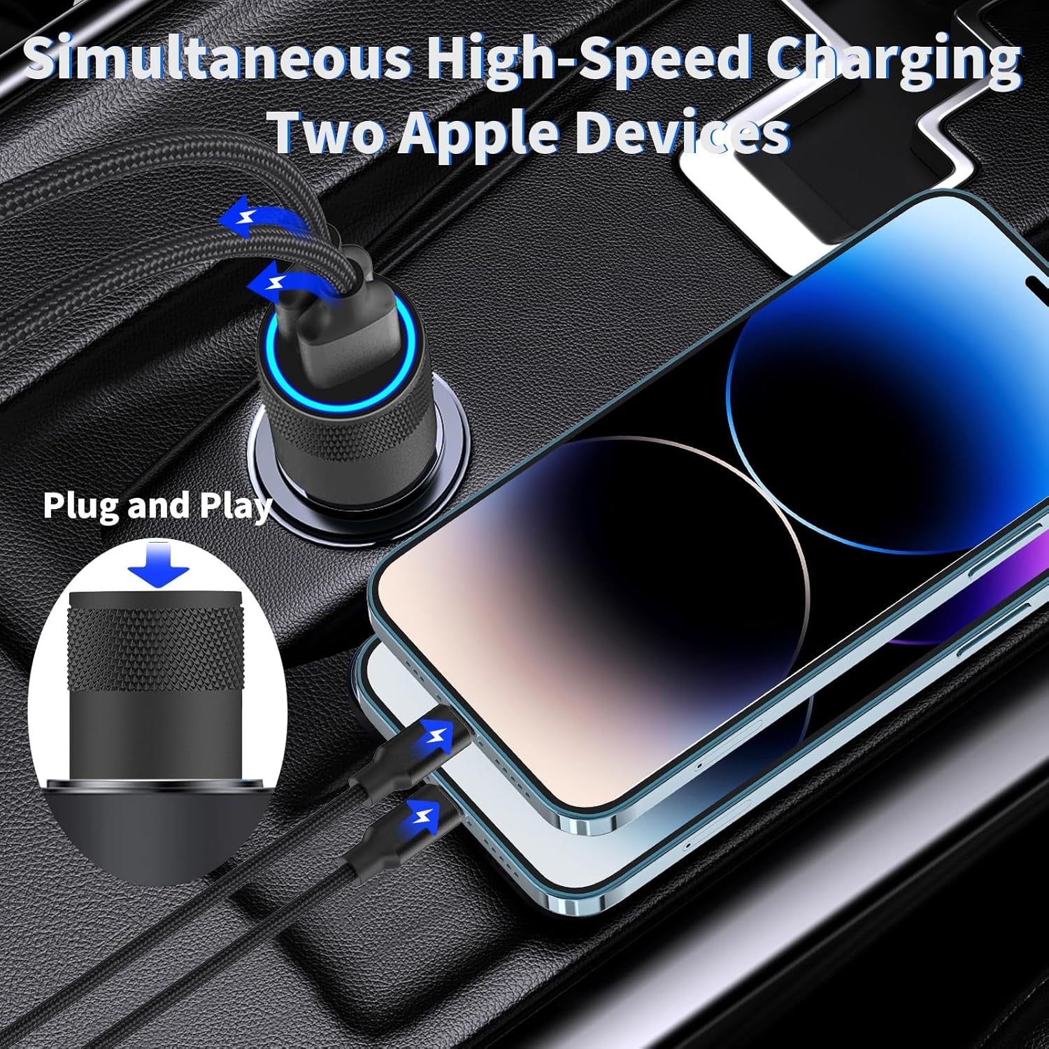 Încărcător auto rapid USB, special pentru Iphone.